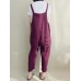 Women Bib Cargo Overalls Harem Pockets Cotton Jumpsuit