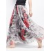 Bohemian Chiffon Floral Print Elastic Waist Maxi Skirt For Women