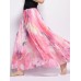 Bohemian Chiffon Floral Print Elastic Waist Maxi Skirt For Women