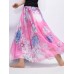 Bohemian Chiffon Floral Print Elastic Waist Maxi Skirt For Women