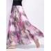 Bohemian Chiffon Floral Print Elastic Waist Maxi Skirt For Women