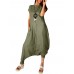 Solid Color Loose Overall Short Sleeve Harem Jumpsuit