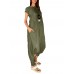 Solid Color Loose Overall Short Sleeve Harem Jumpsuit