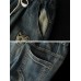 Elastic Waist Patch Harem Pockets Casual Denim