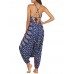 Bohemian Print Drop-crotch Yoga Straps Jumpsuit