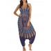 Bohemian Print Drop-crotch Yoga Straps Jumpsuit