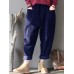 Solid Color Elastic Waist Corduroy Casual Pants