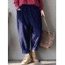 Solid Color Elastic Waist Corduroy Casual Pants