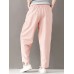 Casual Solid Color Elastic Waist Full Length Women Harem Pants