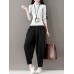 Casual Solid Color Elastic Waist Full Length Women Harem Pants