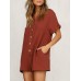 Solid Color Short Sleeve Loose Short Jumpsuit For Women