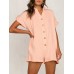 Solid Color Short Sleeve Loose Short Jumpsuit For Women