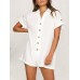 Solid Color Short Sleeve Loose Short Jumpsuit For Women