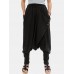 Casual Cross Wrap Button Solid Color Women Harem Pants