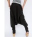 Casual Cross Wrap Button Solid Color Women Harem Pants