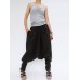 Casual Cross Wrap Button Solid Color Women Harem Pants