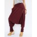 Casual Cross Wrap Button Solid Color Women Harem Pants