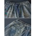 Vintage Patchwork Cartoon Elastic Waist Harem Denim