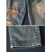 Vintage Patchwork Cartoon Elastic Waist Harem Denim