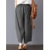 Wide Leg Striped Elastic Waist Plain Oversized Solid Color Pants