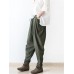 Harem Elastic Waist Pockets Drotch Drop Pants