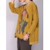 Women Cartoon Cat Print Long Sleeve Casual T-shirt