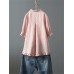 Lace Button Turn Down Collar Solid Color Shirt