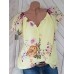 Floral Print Short Sleeve V Neck Casual Blouse