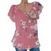 Floral Print Short Sleeve V Neck Casual Blouse