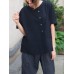 Patchwork Fake Button Crew Neck Short Sleeve Shirt