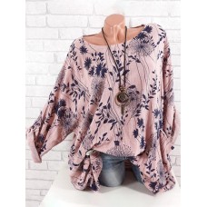 Casual Floral Print Long Sleeve Loose Pullover Shirt