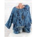 Casual Floral Print Long Sleeve Loose Pullover Shirt