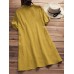 Vintage Pure Color Irregular Hem Short Sleeve Women Blouse