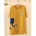 Cartoon Letter Print Short Sleeve O-neck Casual T-shirt For Women