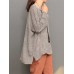 Women Irregular Hem Long Sleeve O-neck Loose T-shirts