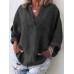 Lapel Solid Color Loose Long Sleeve Blouse For Women