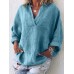 Lapel Solid Color Loose Long Sleeve Blouse For Women