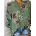 Floral Print Stand Collar Long Sleeve Chiffon Blouse
