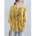 Women Floral Printed 3/4 Sleeve Vintage Blouses