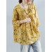 Women Floral Printed 3/4 Sleeve Vintage Blouses