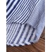 Patchwork Stripe Print Stand Collar Irregular Casual Shirts