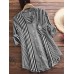 Patchwork Stripe Print Stand Collar Irregular Casual Shirts