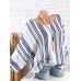 Ethnic Print Striped Long Sleeve Crew Neck Casual Shirt