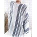 Ethnic Print Striped Long Sleeve Crew Neck Casual Shirt