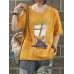 Cartoon Print Short Sleeve Pocket T-shirt