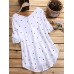 Star Printing 3/4 Sleeve V-Neck  Irregular Loose Shirts