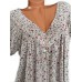 Print Floral Short Sleeve V Neck Blouse