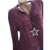 Printed Letters V-neck Button Long Sleeve Shirts