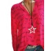 Printed Letters V-neck Button Long Sleeve Shirts