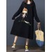 Cotton Cartoon Printed Long Sleeve Pullover Dress with Pockets